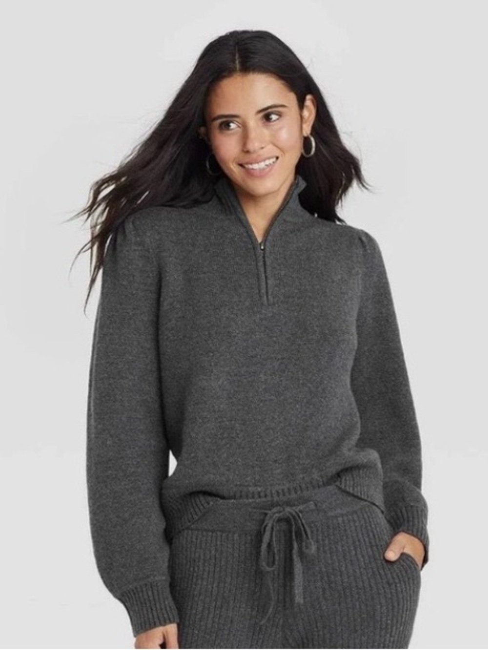Universal Thread Charcoal Gray Half-Zip Turtleneck Sweater